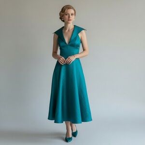 Vintage 50s Regency Full Skirt Raylia Designs Teal formal Cocktail Dress holiday